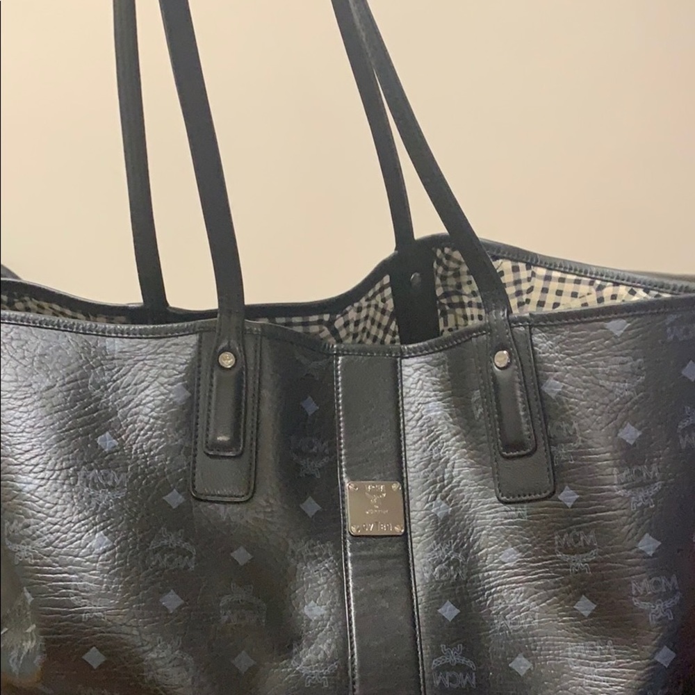 Large Black Reversible MCM tote